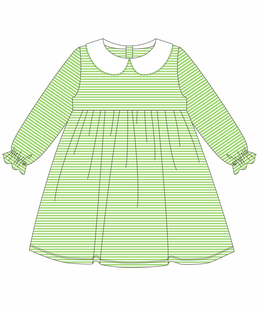 Knit Stripe Long Sleeve Peter Pan Collar Dress