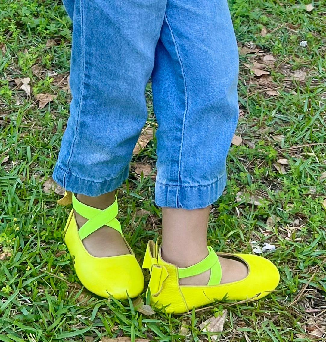 Bow Back Ballet Flat - Neon Yellow