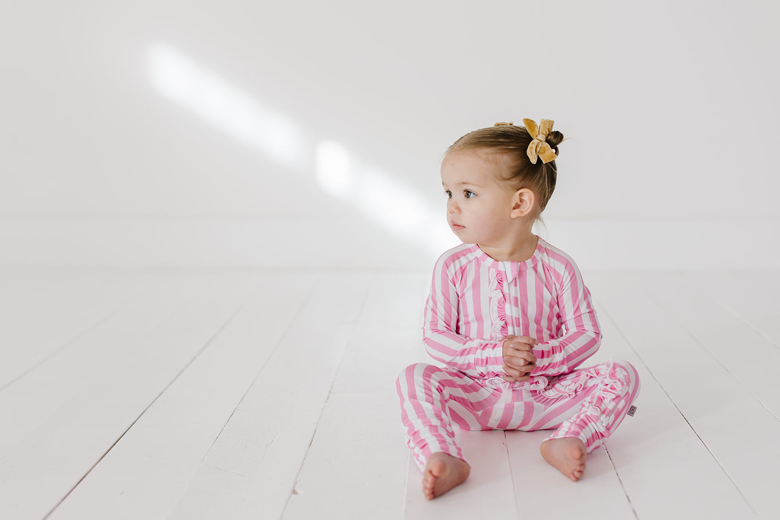 Bubblegum Pink Stripe Ruffled Convertible Footie