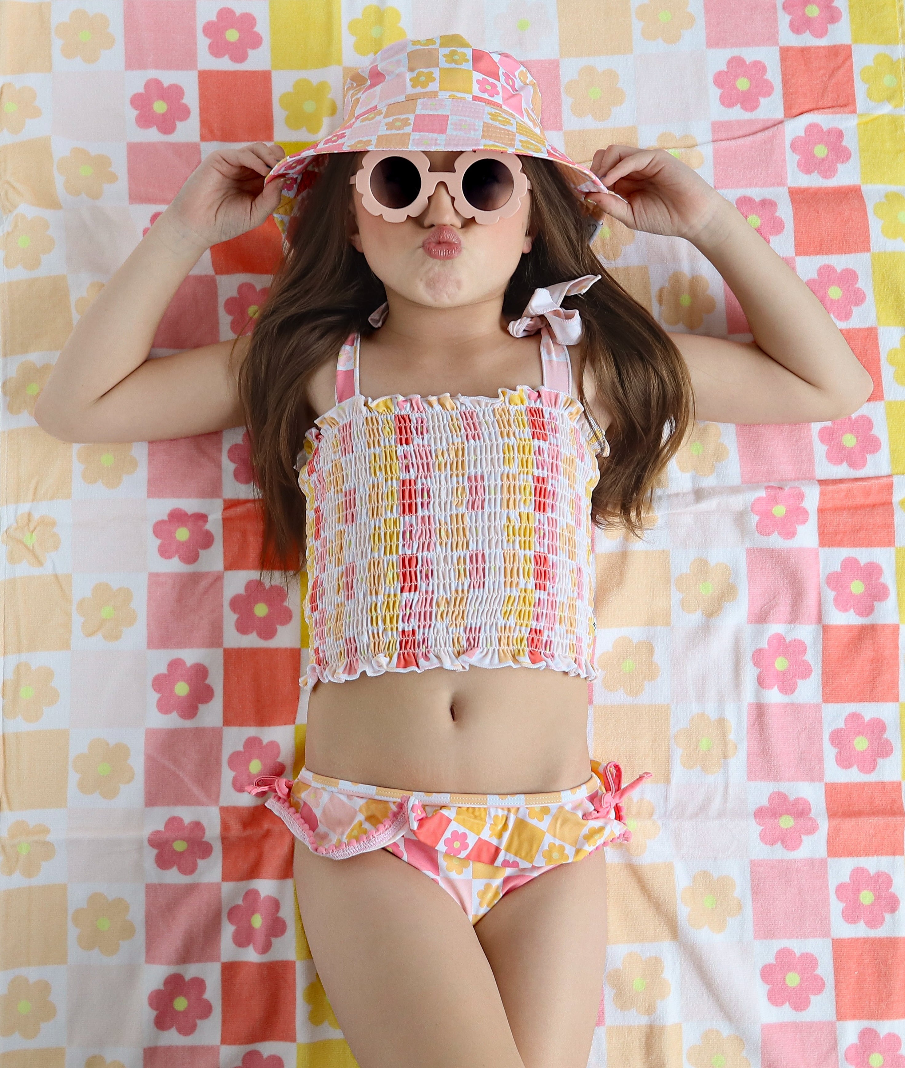 Summer Sunset Checkers Dream Bucket Hat