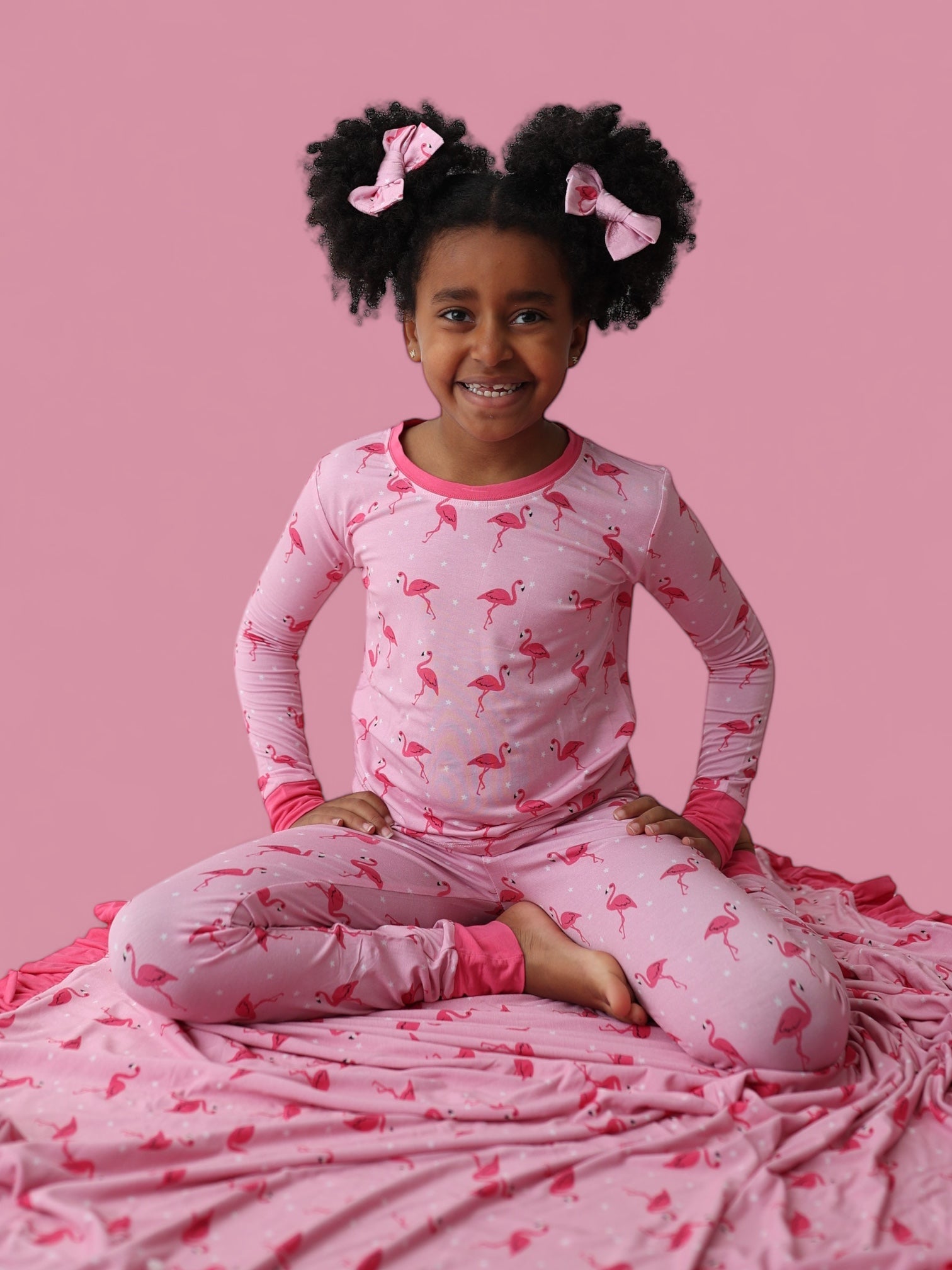 Flocking Flamingos Dream Bow Hair Clips