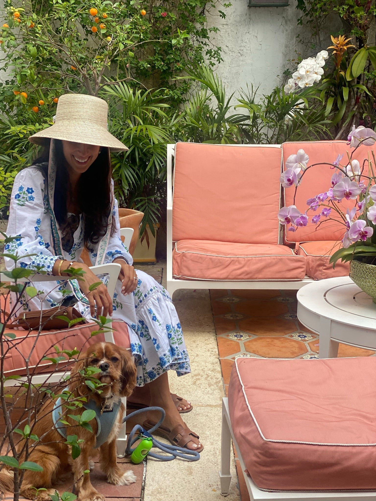 Clematis Bucket Hat - Coral Wide & Short Grosgrain Ribbon