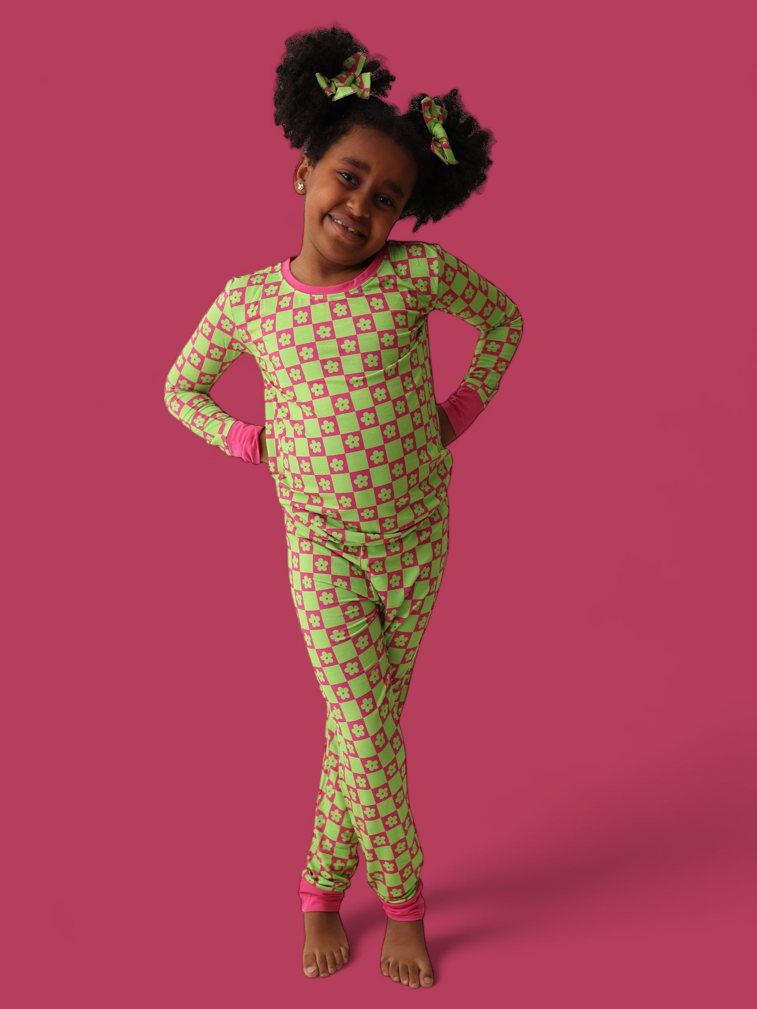 Wild Daisy Checkers Dream Bow Hair Clips