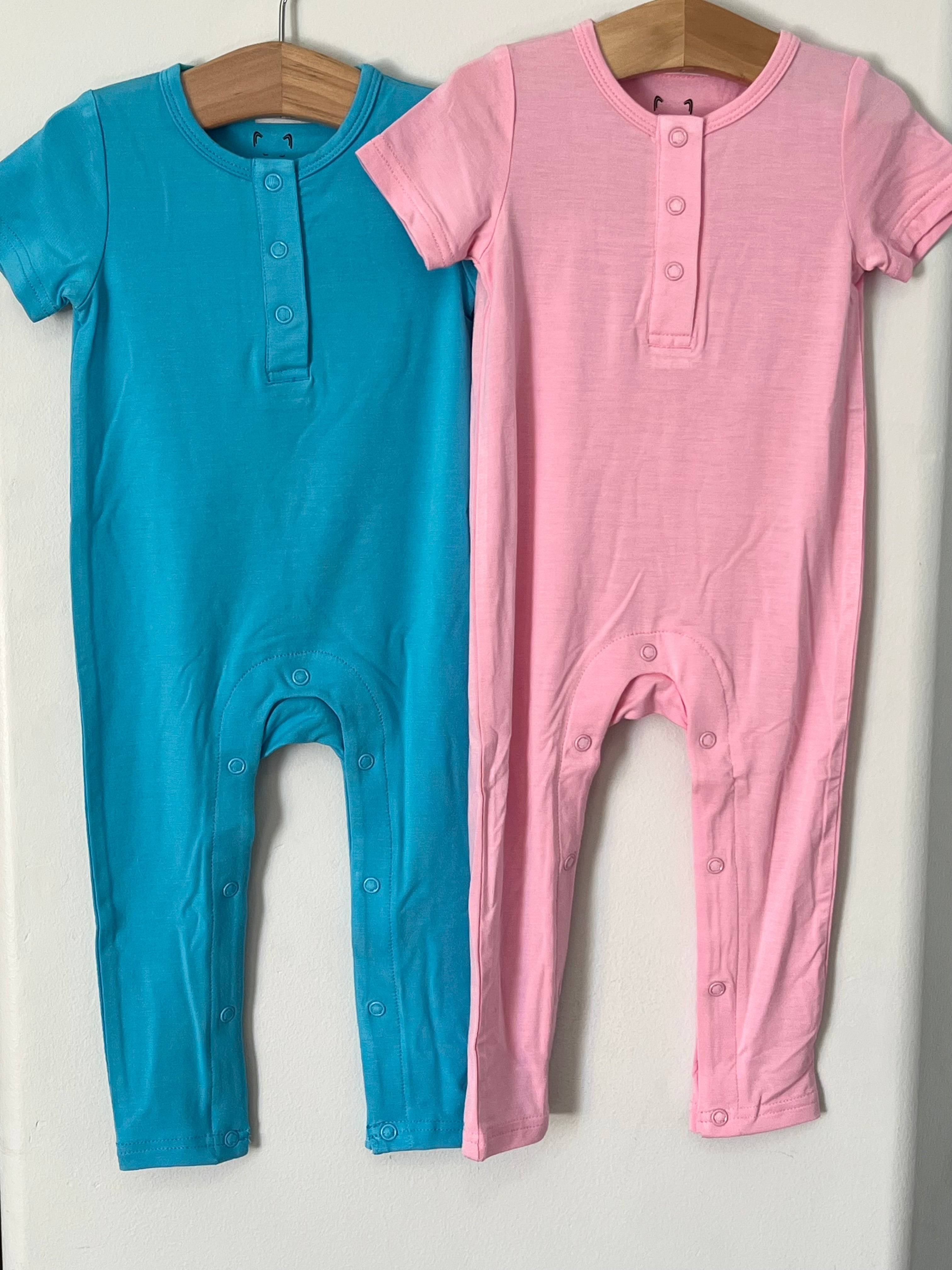 Tea Rose Pink Bamboo One Piece Snap Romper