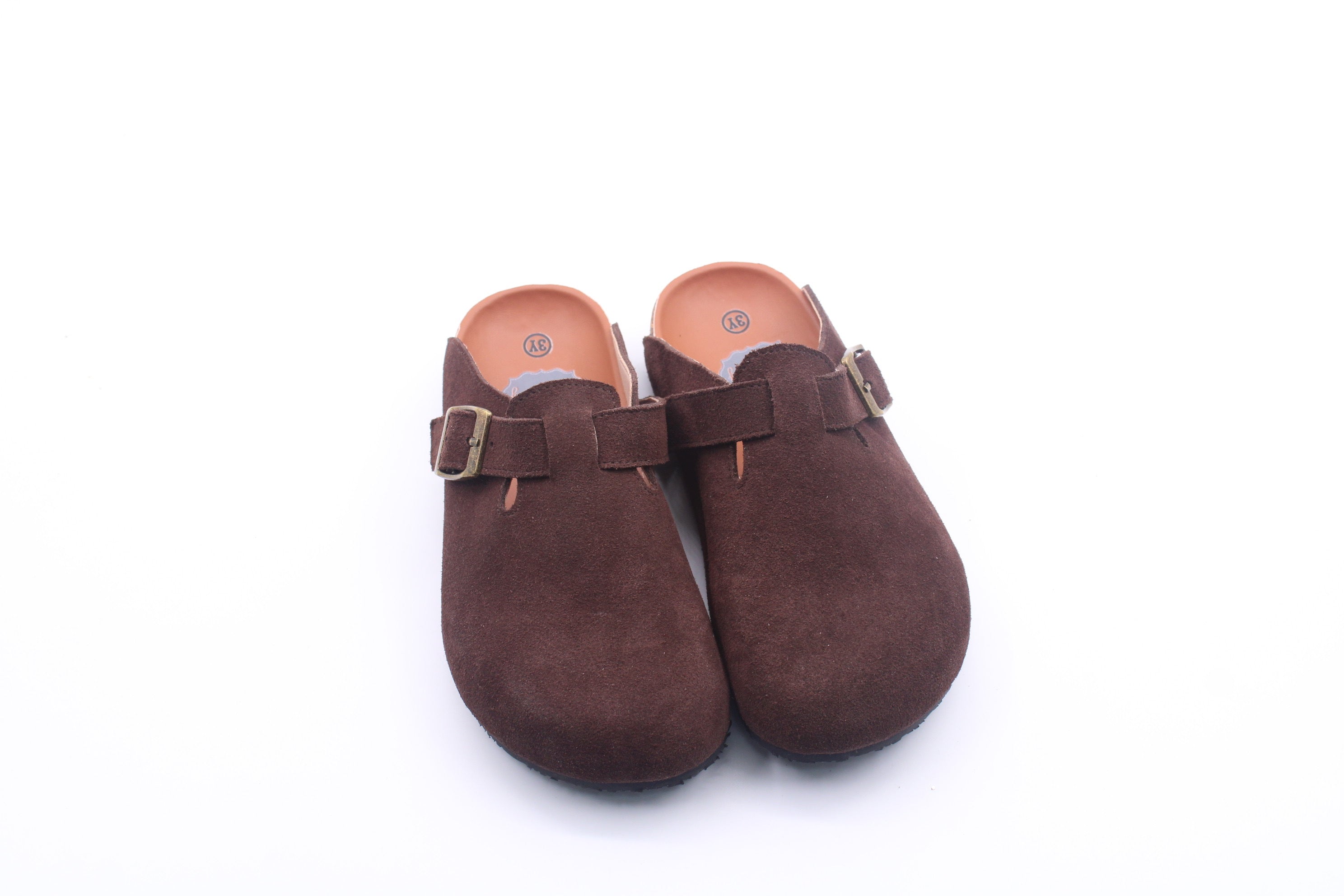 Queens Closed Toe Footbed Sandals - Brown Suede Leather