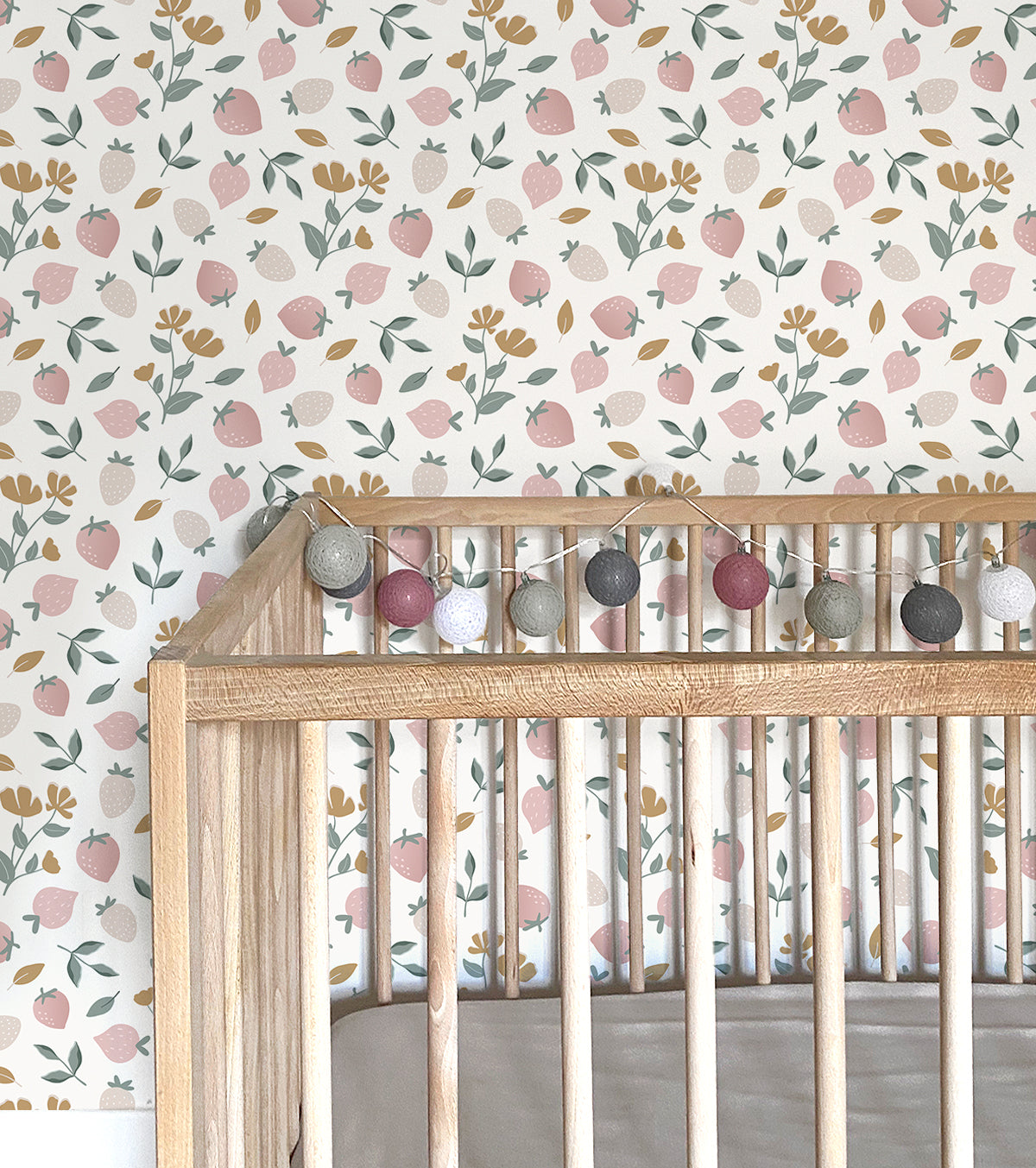 Louise - Children's Wallpaper - Strawberry Motif