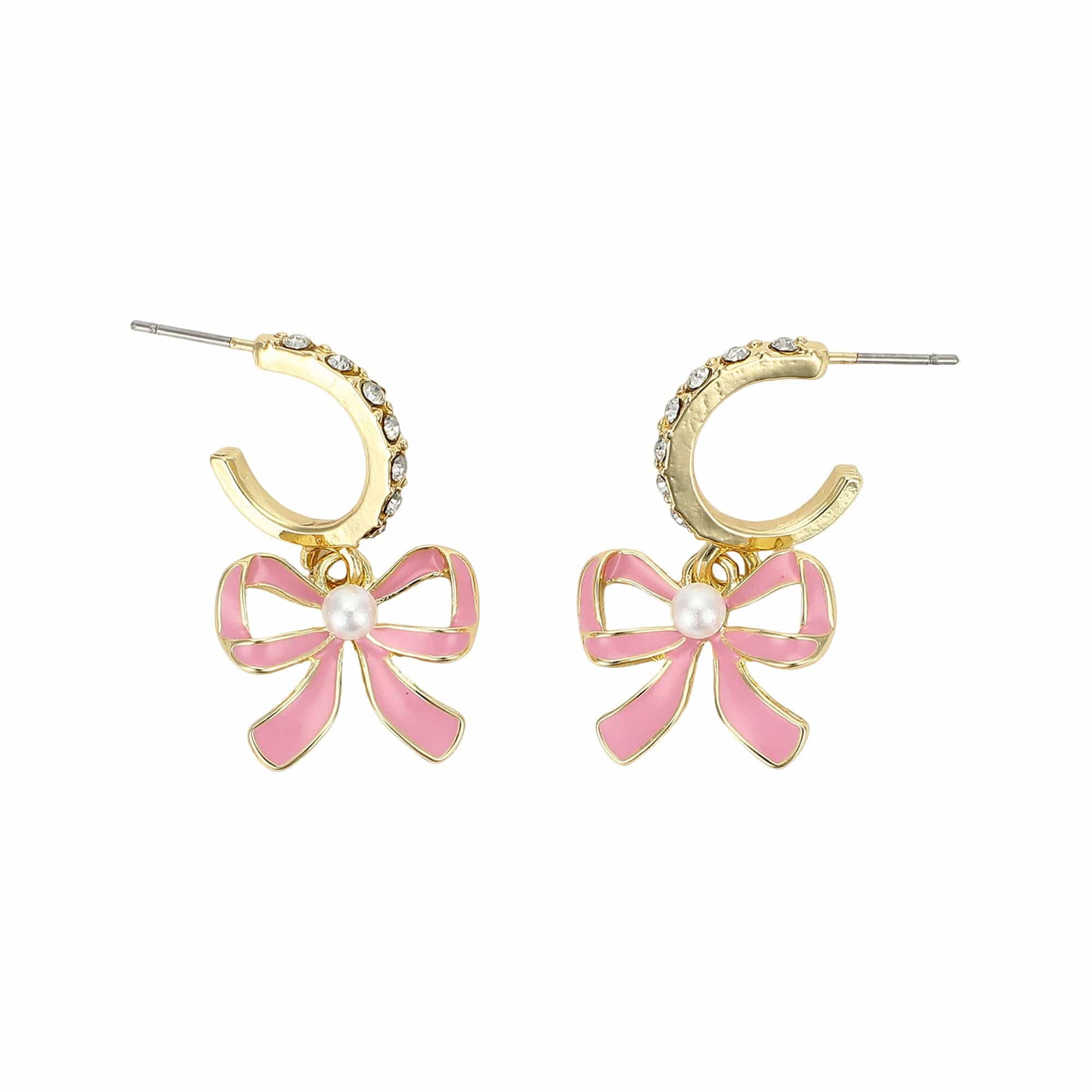 Pretty In Pink Bow Earrings