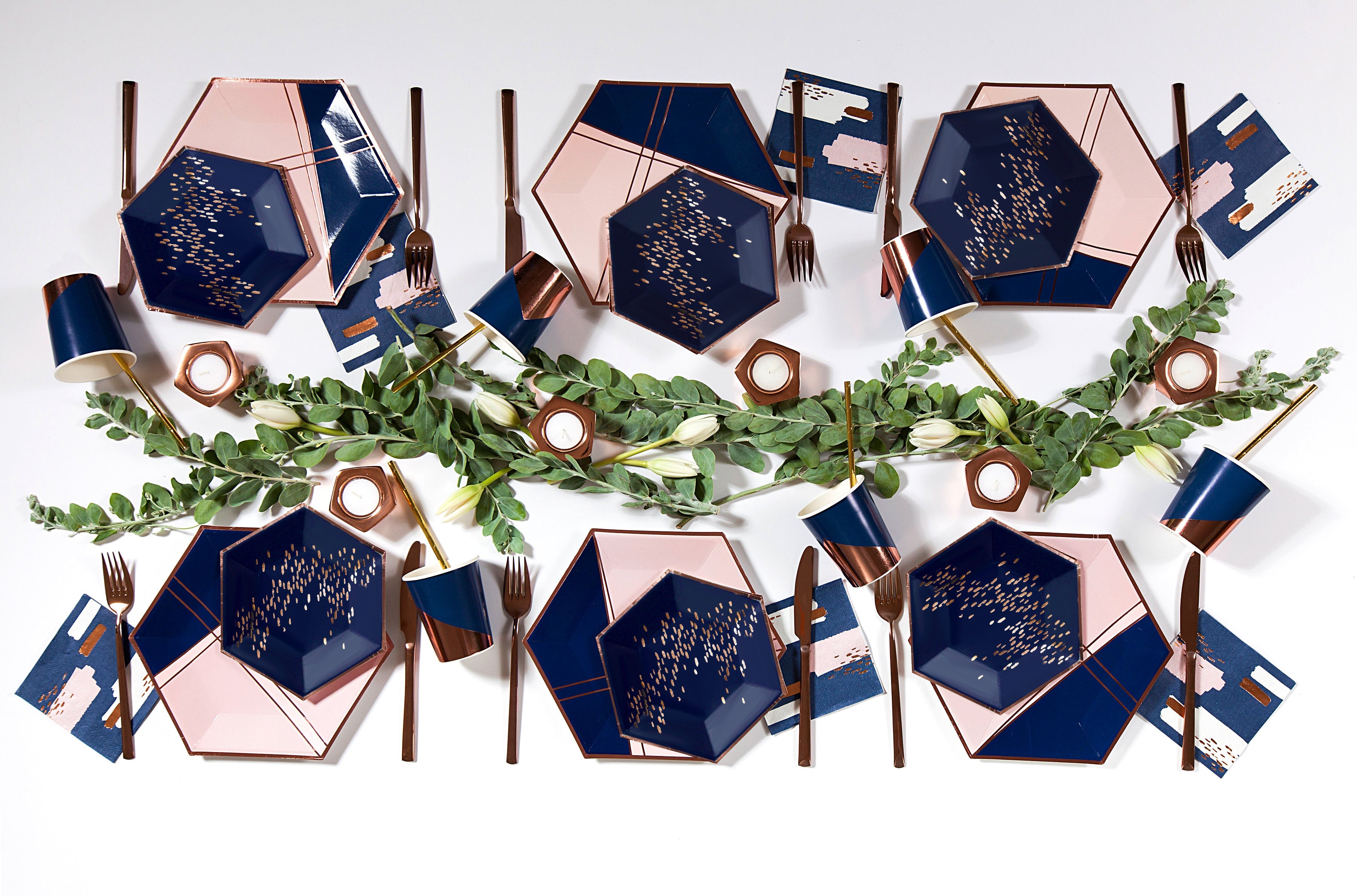 Navy & Rose Gold Dessert Party Plates