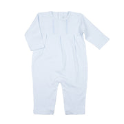 Blue Mini Stripe Long One Piece — Embroidered Detail