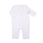 Pink Mini Stripe Long One Piece — Embroidered Detail