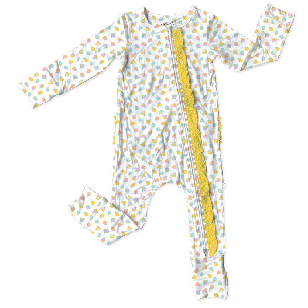 Eloise Ladybugs Bamboo Ruffle Convertible Footie (pre-order)