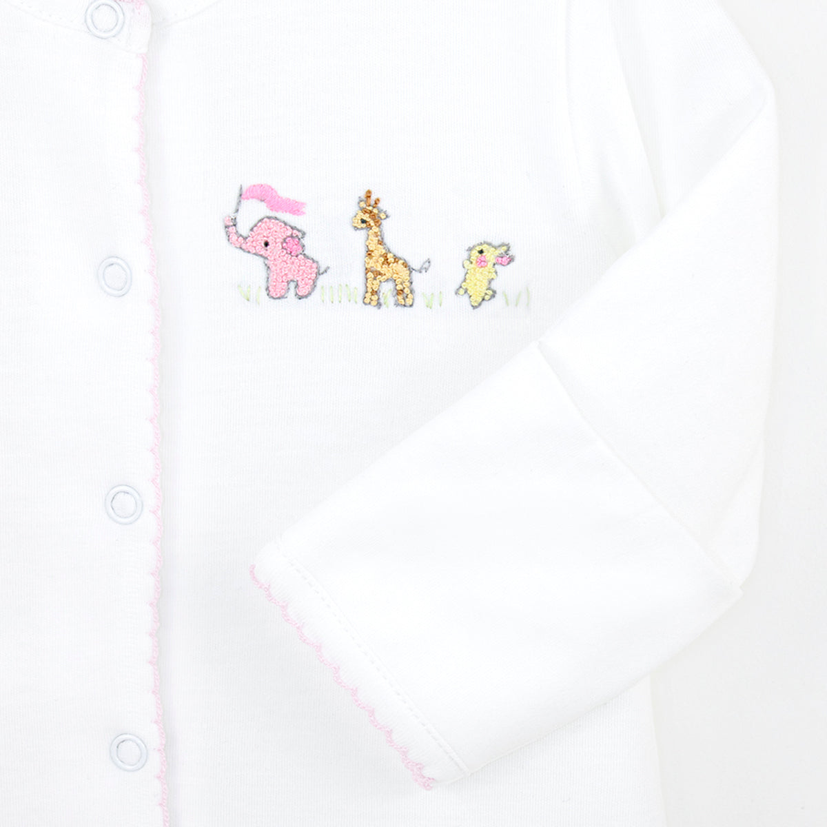Baby Animals Embroidery Footie | Baby Girl