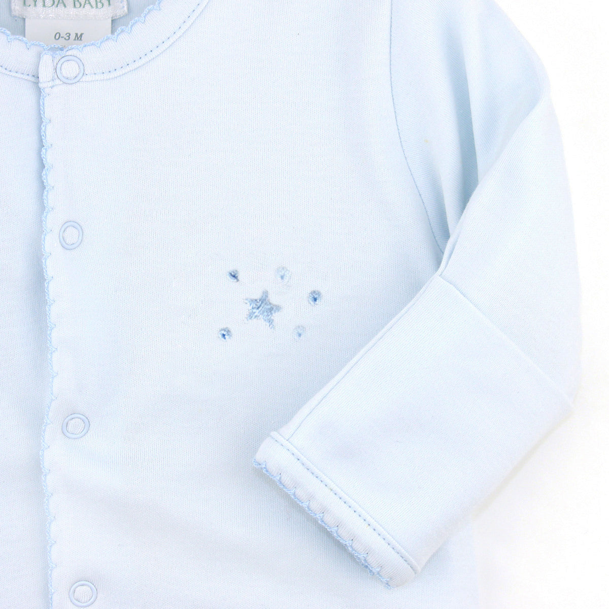 Lightblue Bubble Stars Embroidery Footie | Baby Boy