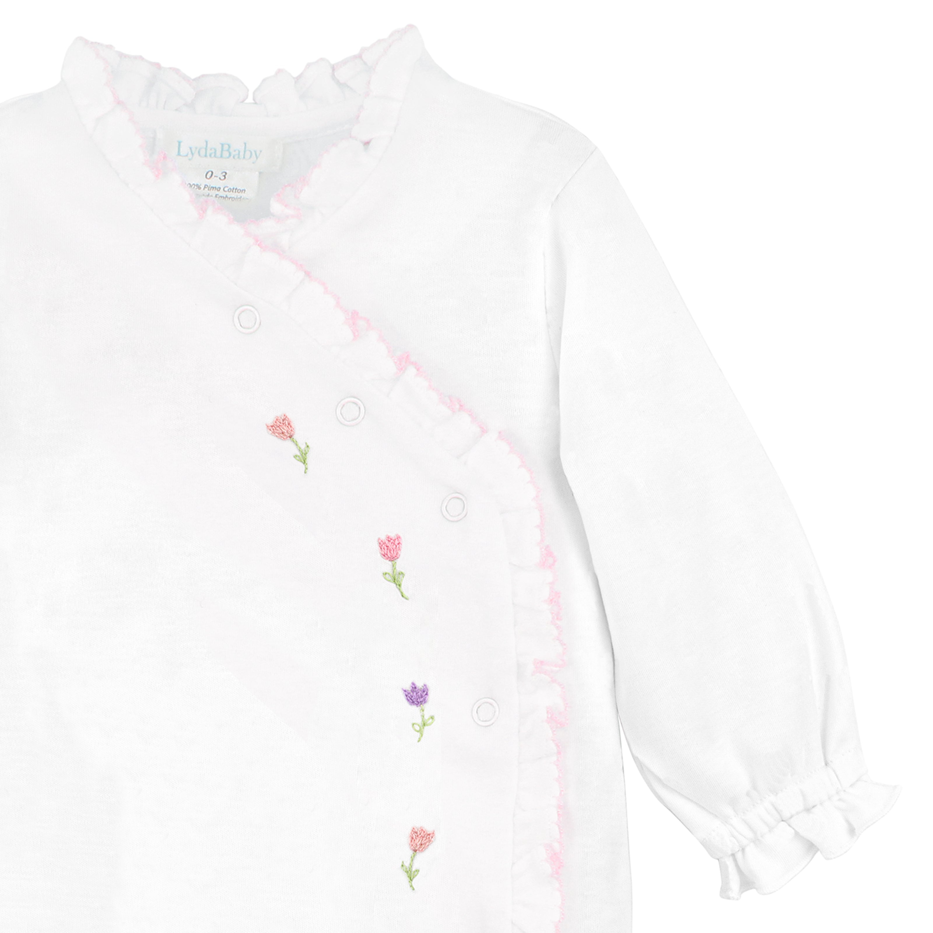 Bloom Tulip Embroidery Footie | Baby Girl
