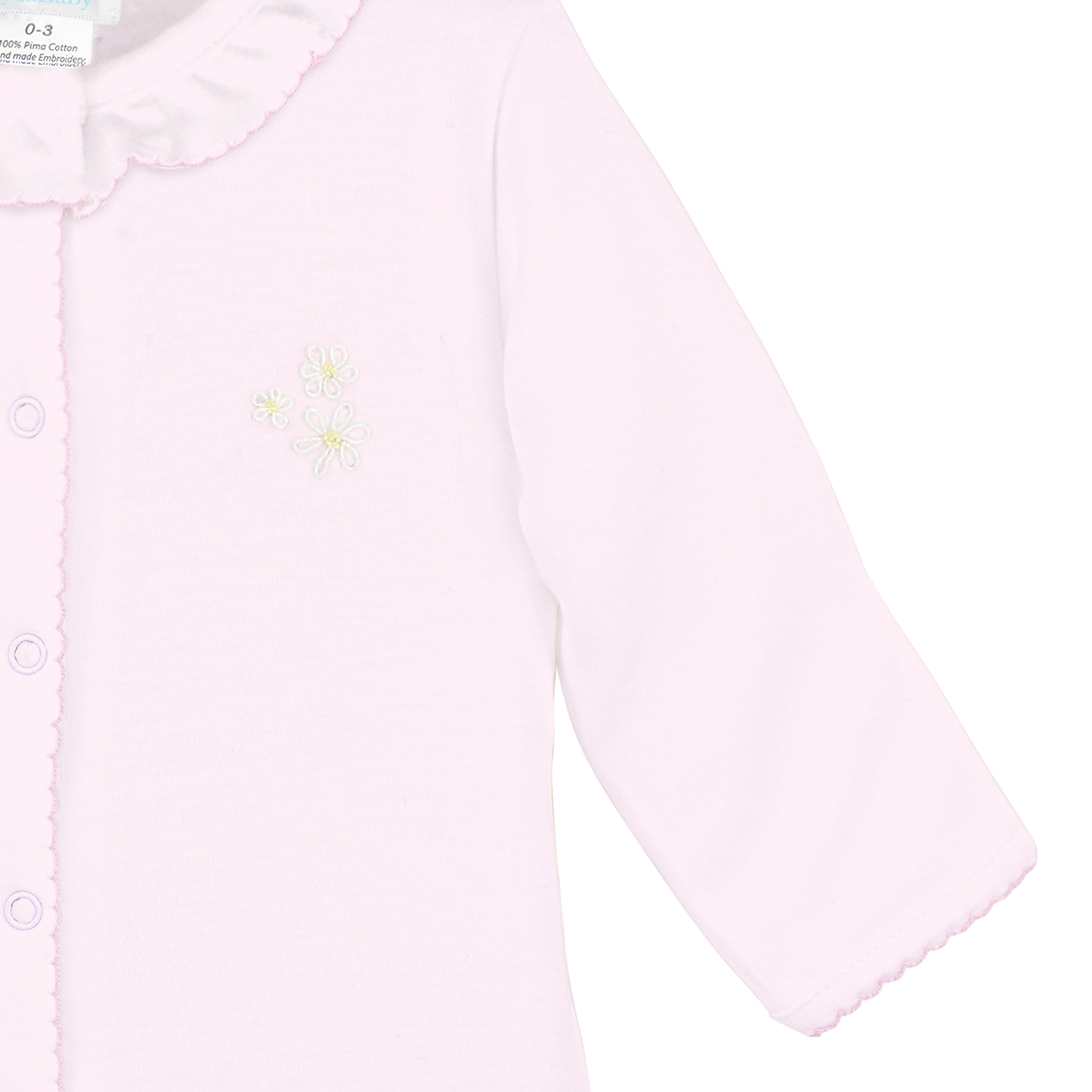 Summer Daisies Embroidery Footie | Baby Girl
