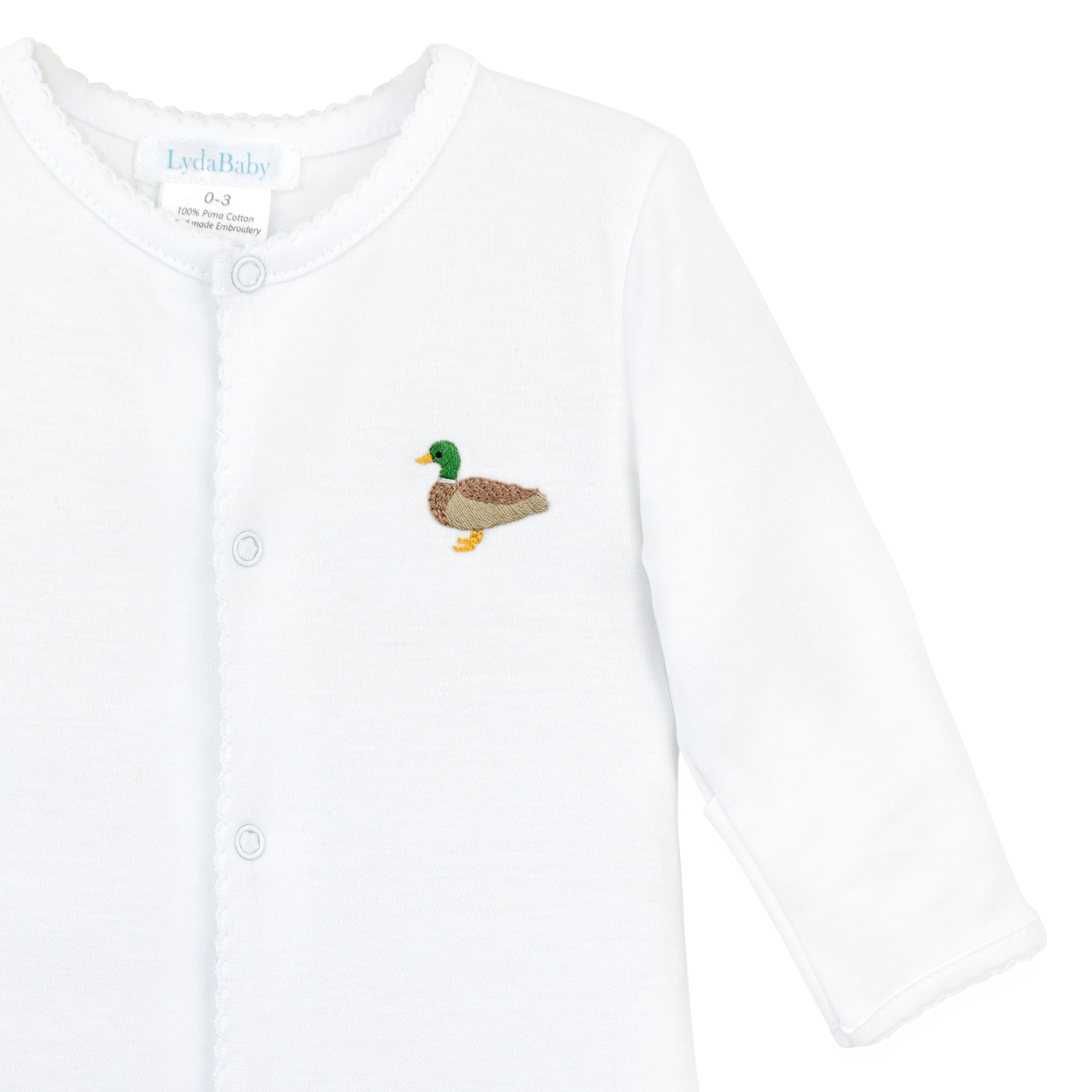 Mallard Ducks Embroidery Footie | Baby Boy