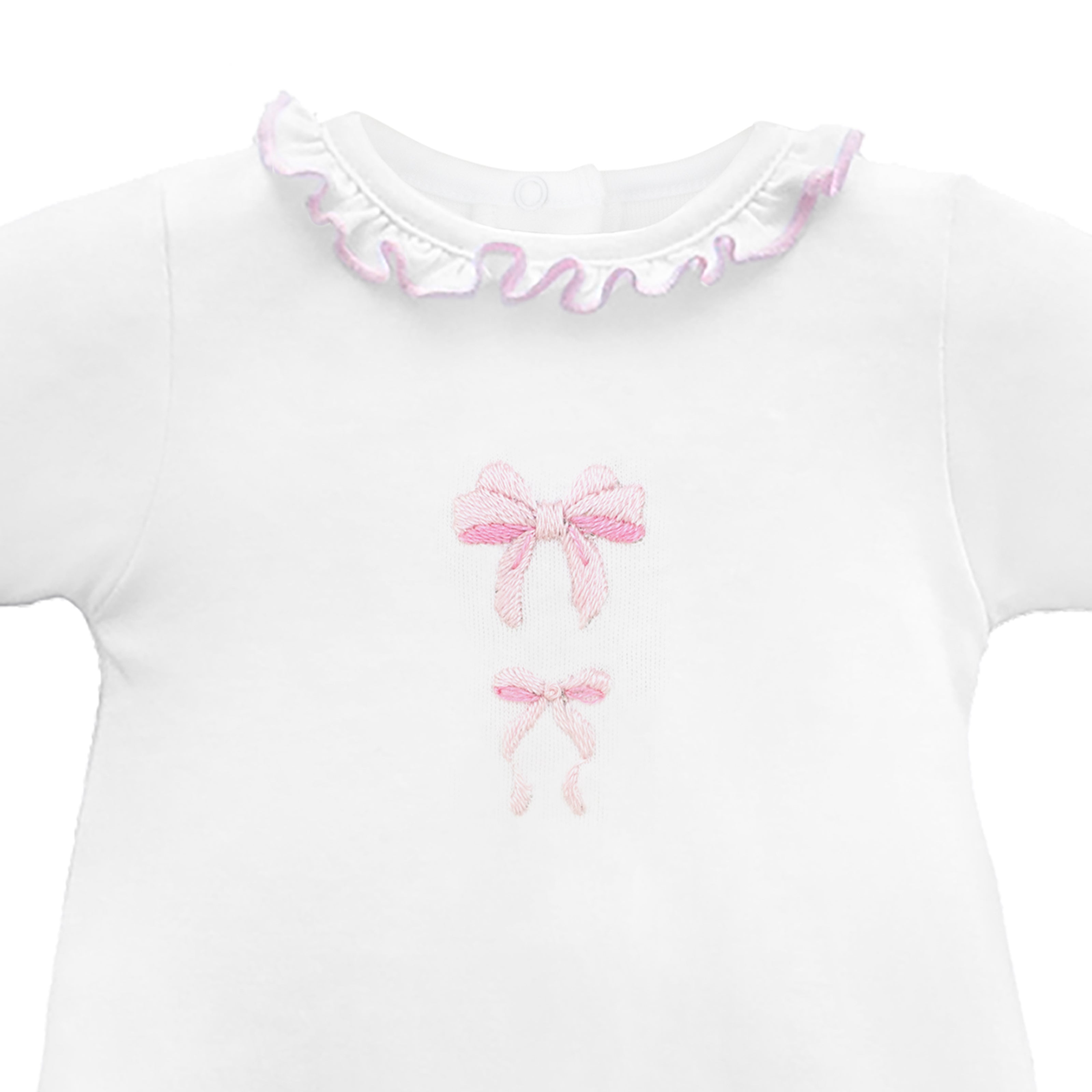 Lovely Bows Embroidery Footie | Baby Girl
