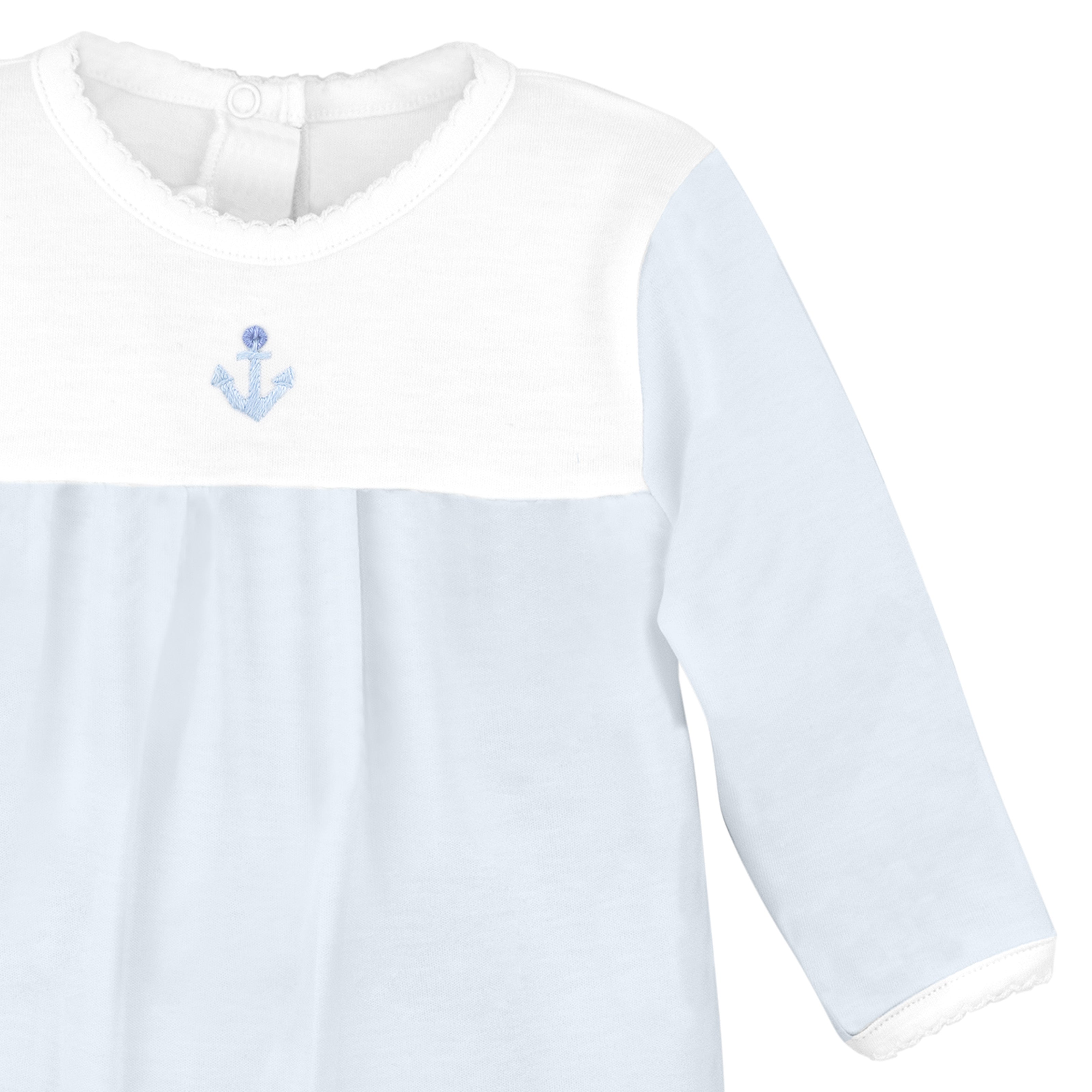 Anchors And Stripes Embroidery Footie | Baby Boy
