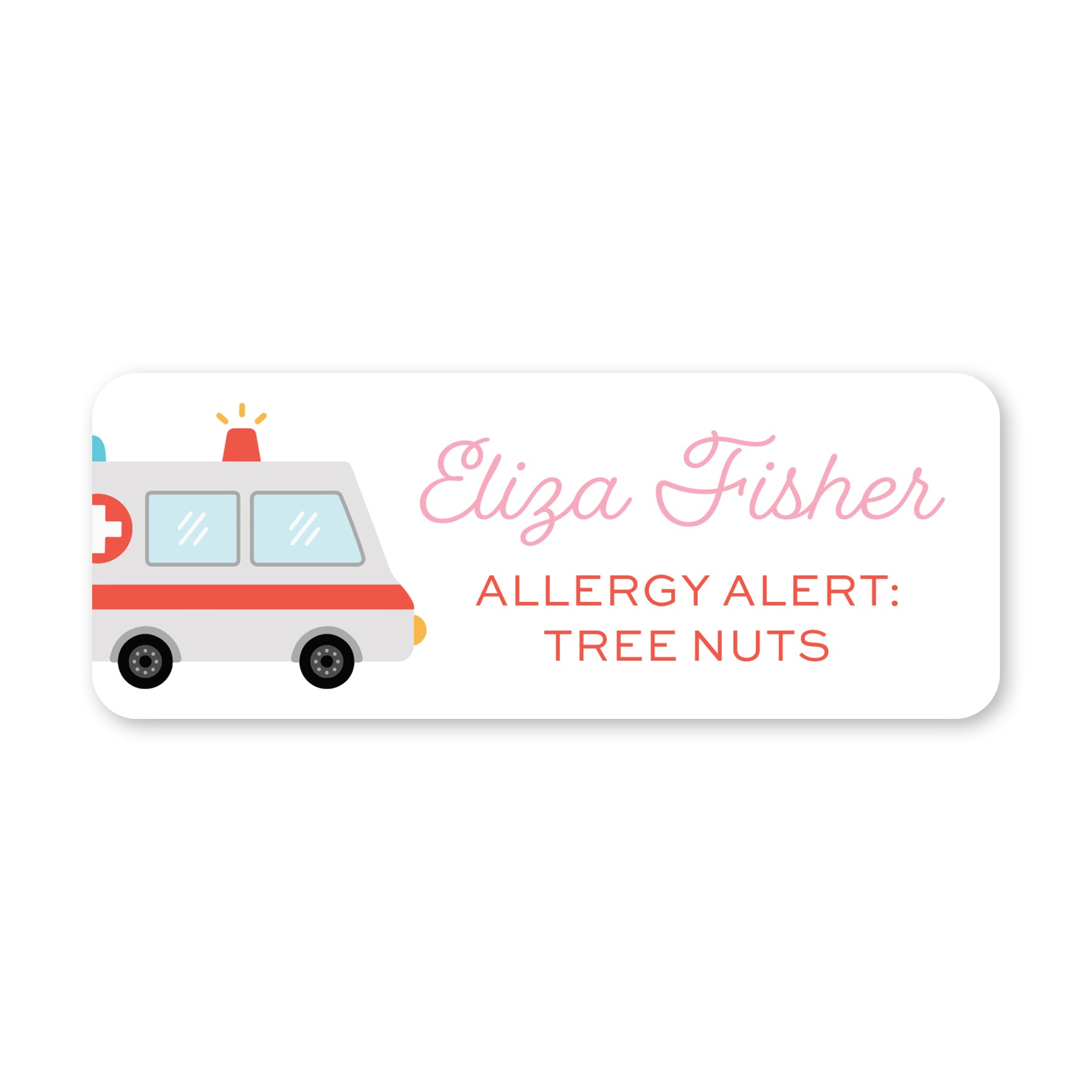 Allergy Alert Vinyl School Labels - Pink