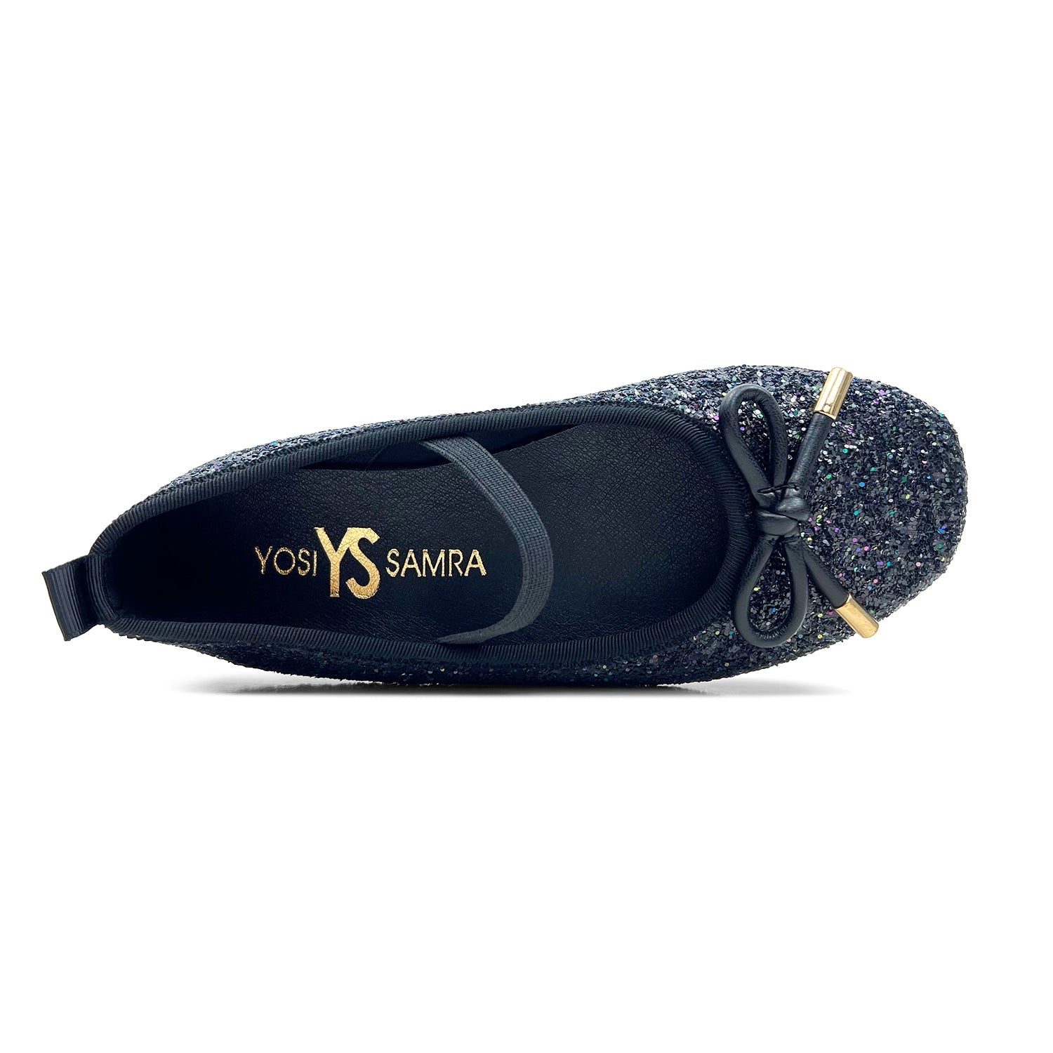 Miss Emma Flat In Black Glitter - Kids