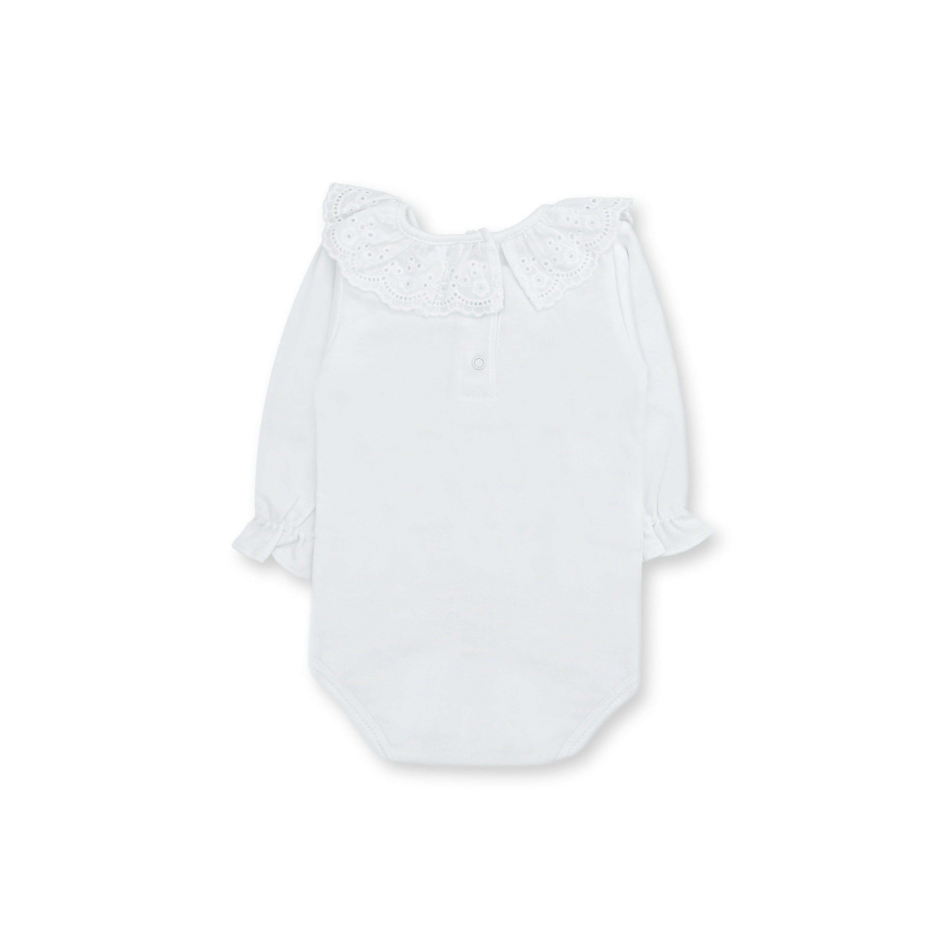 Broderie Long Sleeve Bodysuit, White