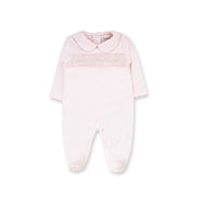 Hand Smocked Pima Footie, Pink