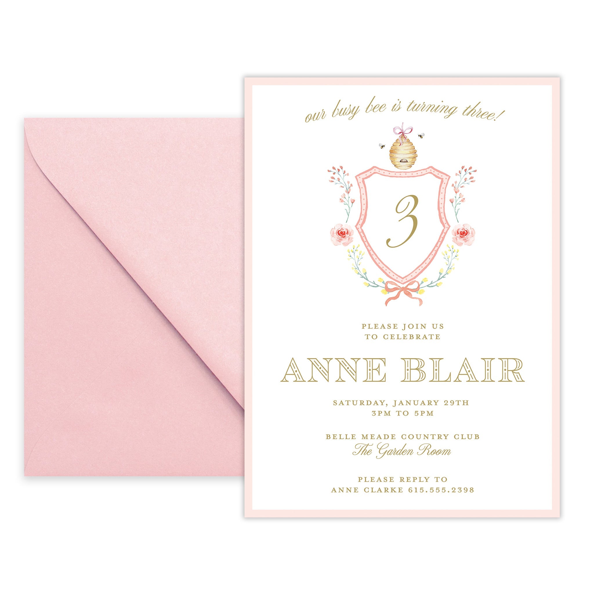 Busy Bee Birthday Invitation
