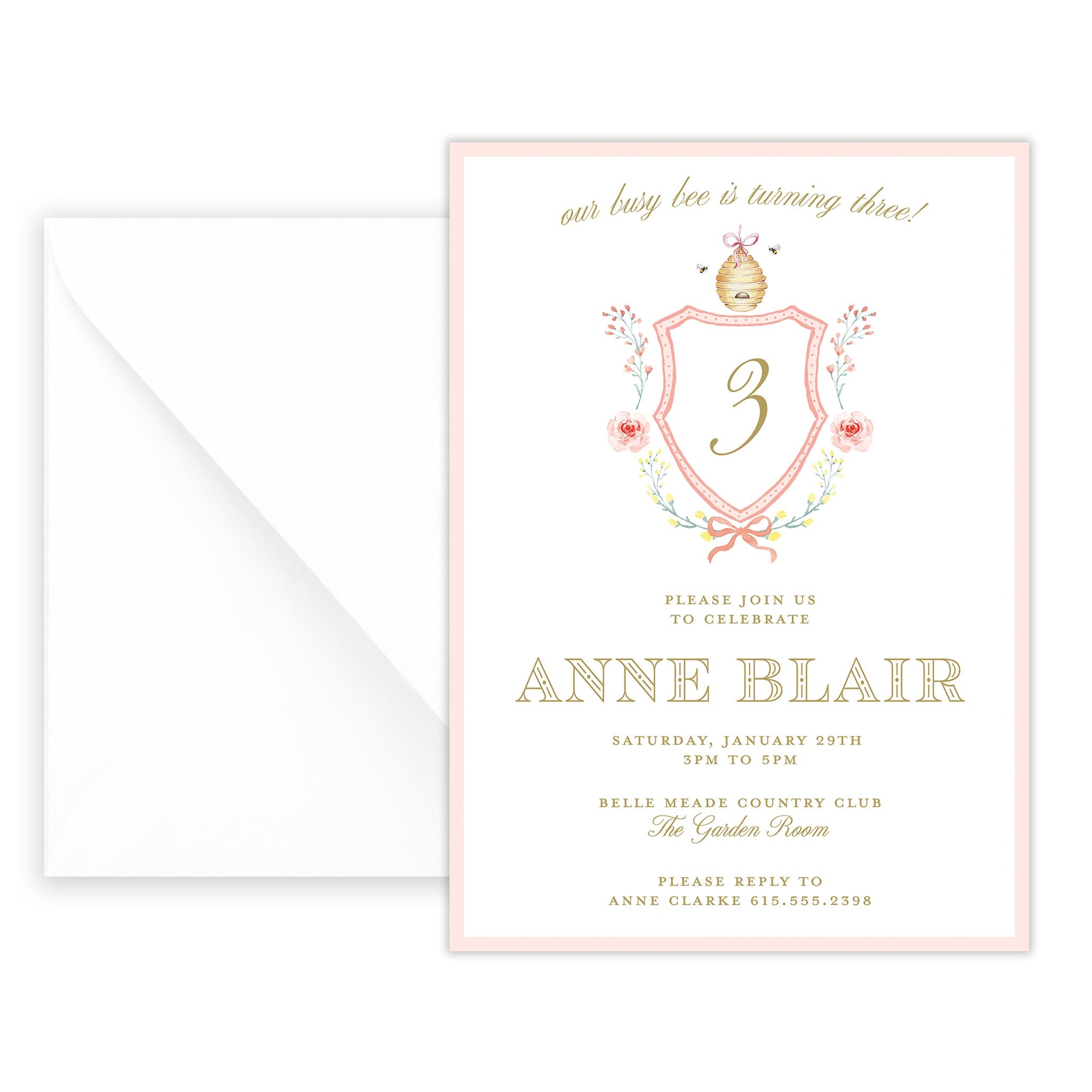 Busy Bee Birthday Invitation