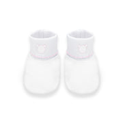 Logo Pima Cotton Booties, White & Pink
