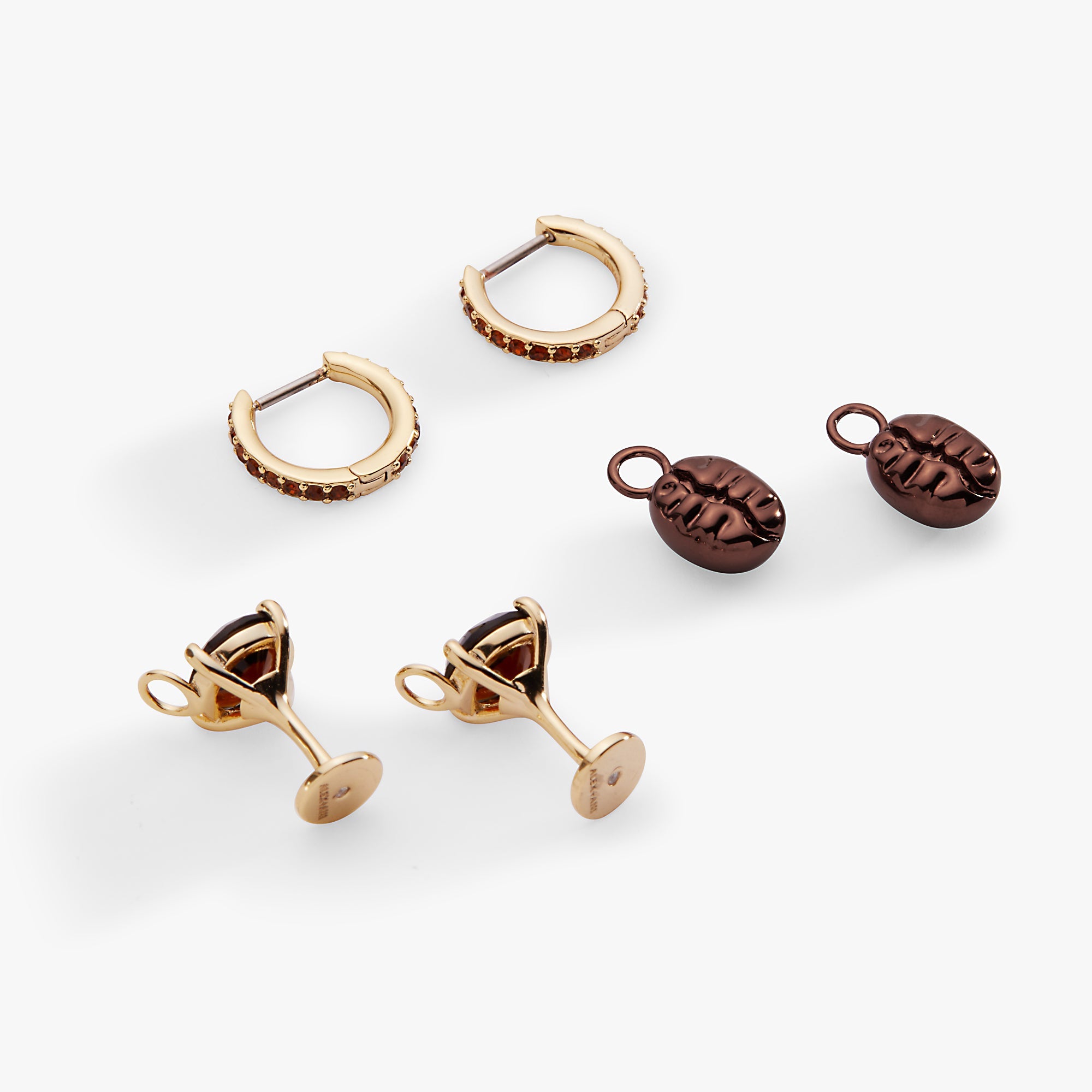 Espresso Martini Interchangeable Charm Huggie Hoop Set Of 2