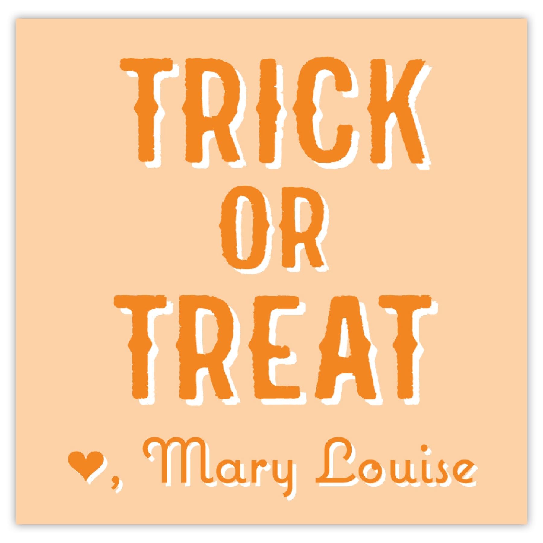Orange Trick Or Treat Halloween Card