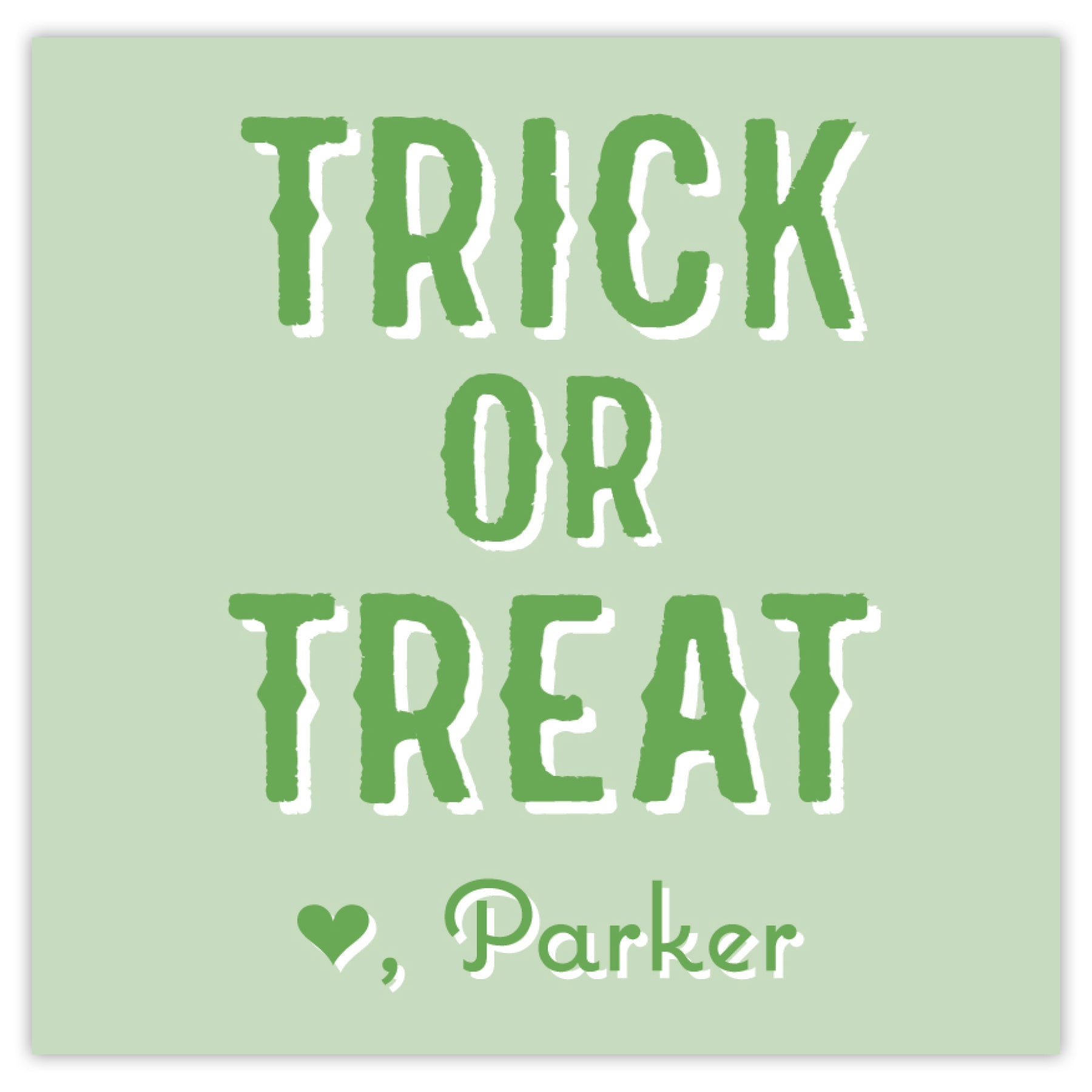Green Trick Or Treat Halloween Card