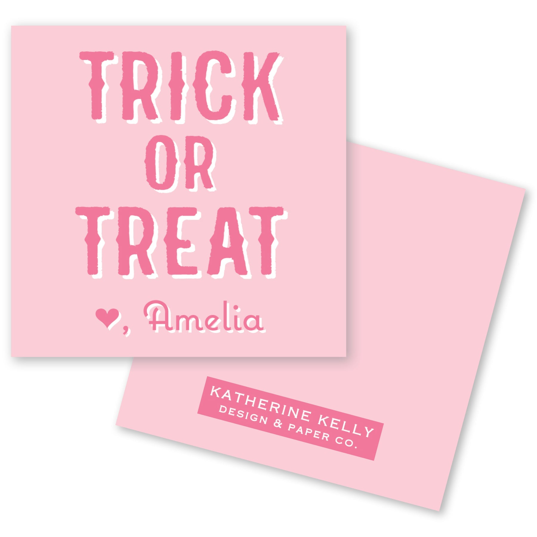 Pink Trick Or Treat Halloween Card