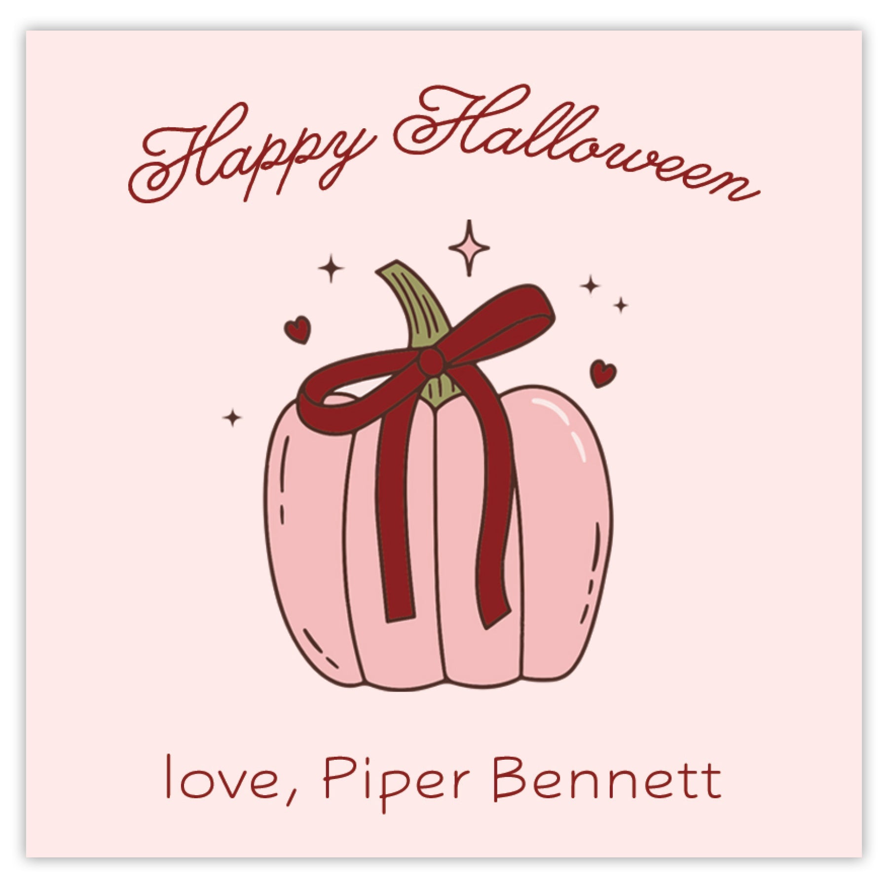 Pink & Maroon Pumpkin Halloween Card