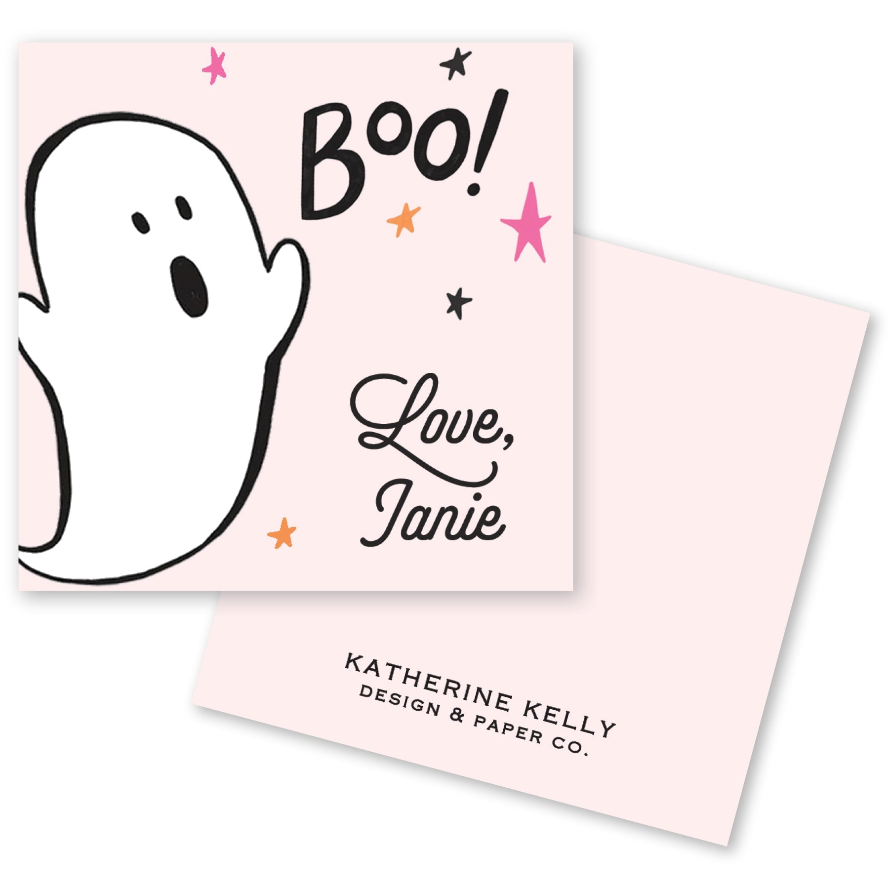 Boo! Ghost Pink Halloween Card