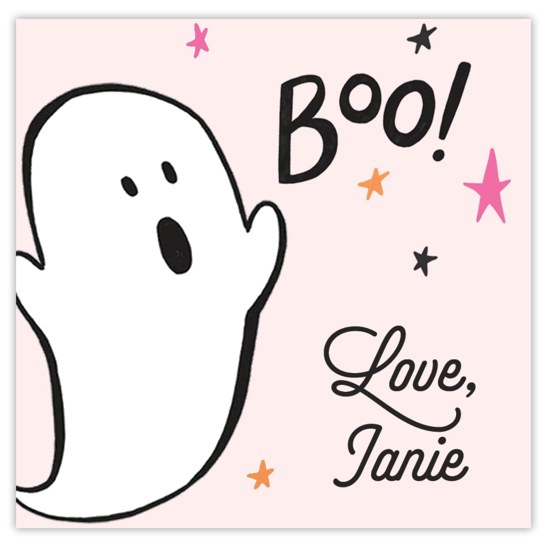 Boo! Ghost Pink Halloween Card