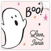 Boo! Ghost Pink Halloween Sticker