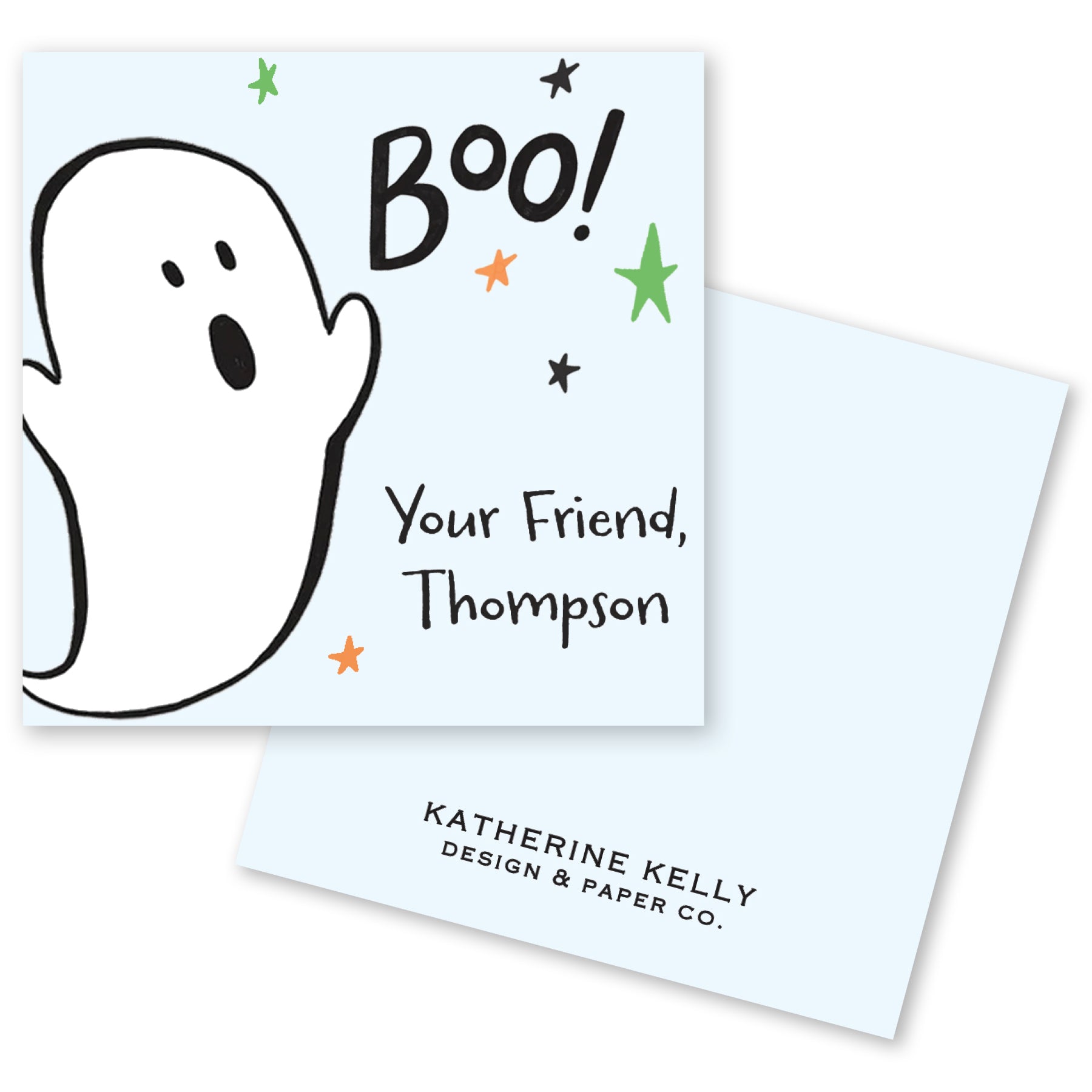 Boo! Ghost Blue Halloween Card