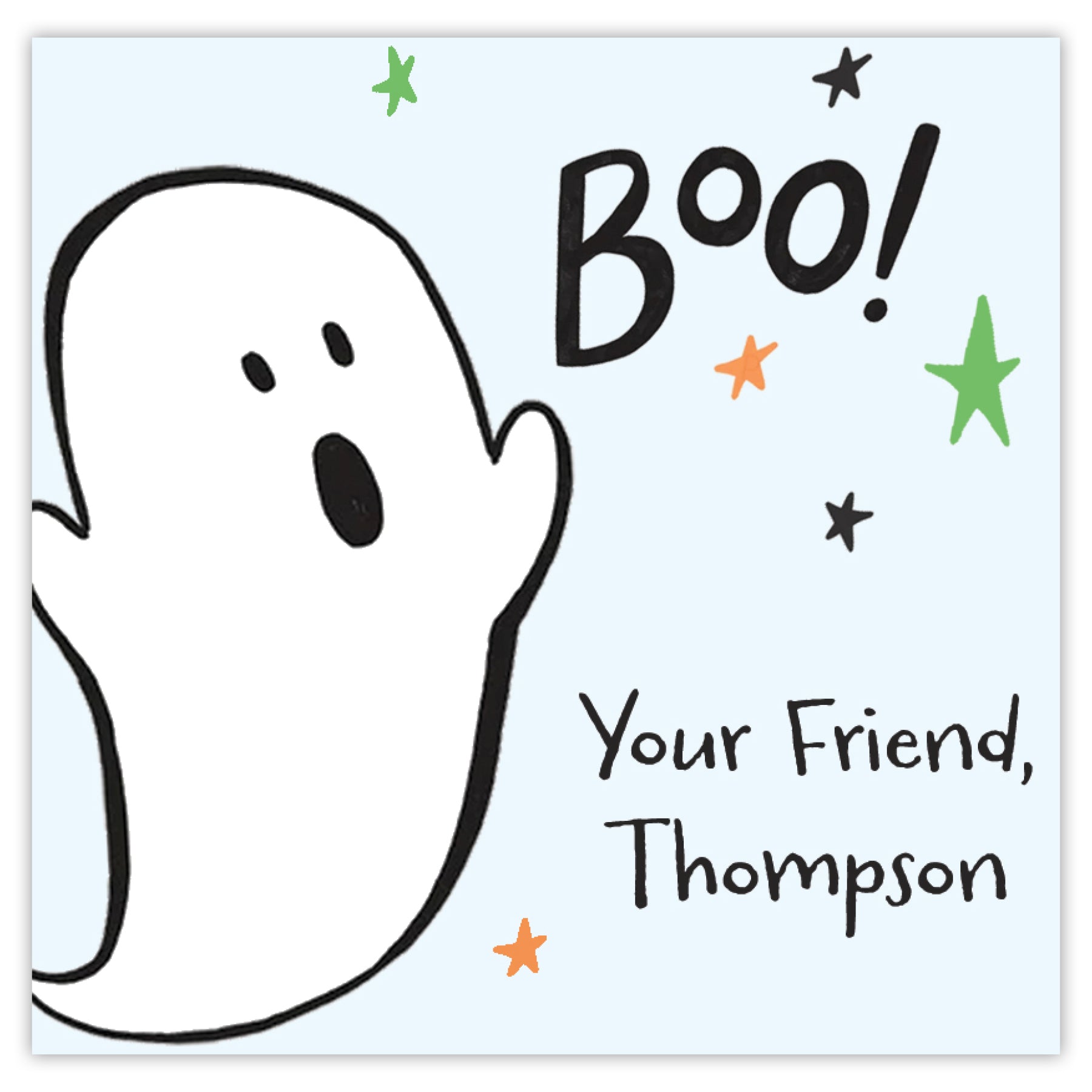 Boo! Ghost Blue Halloween Card
