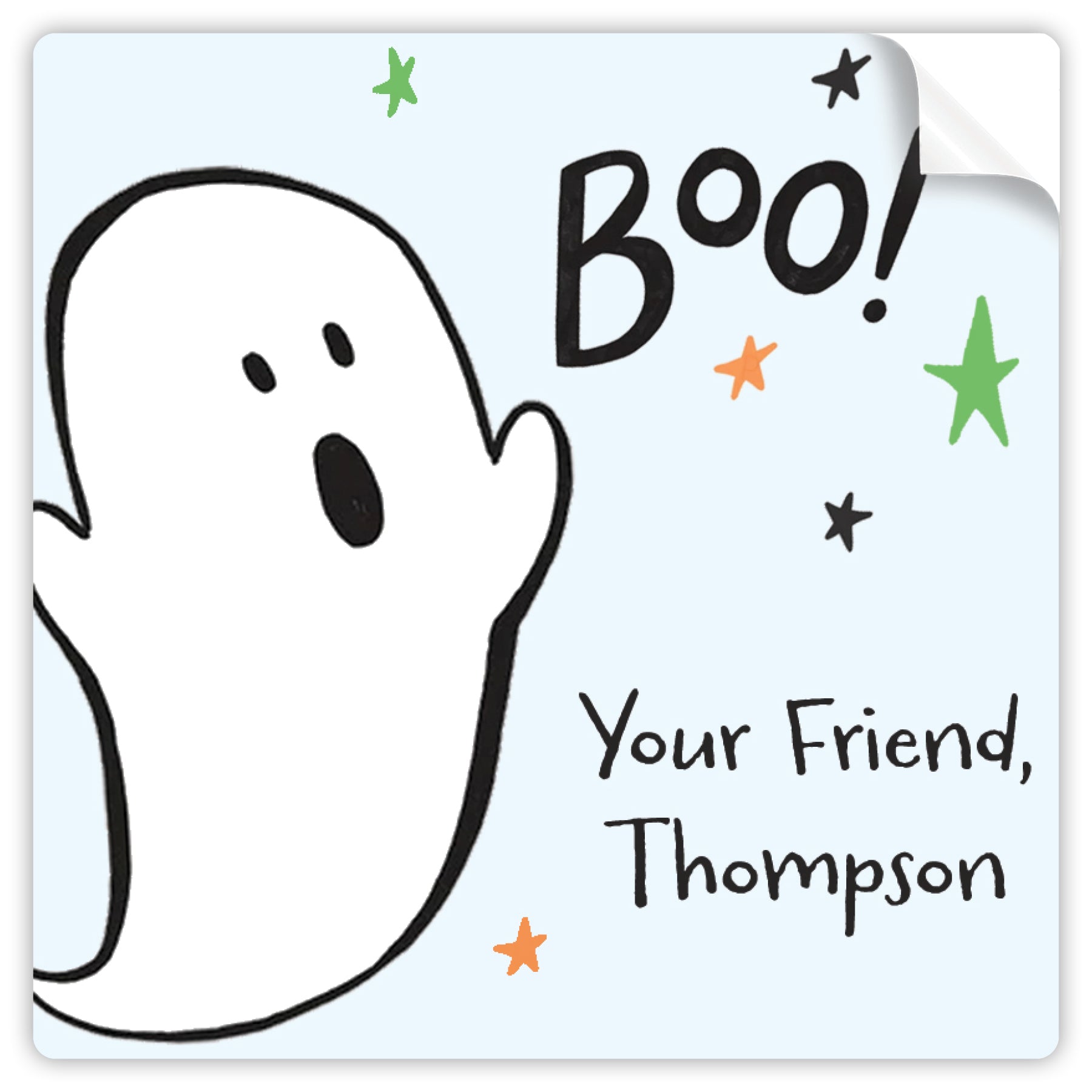 Boo! Ghost Blue Halloween Sticker