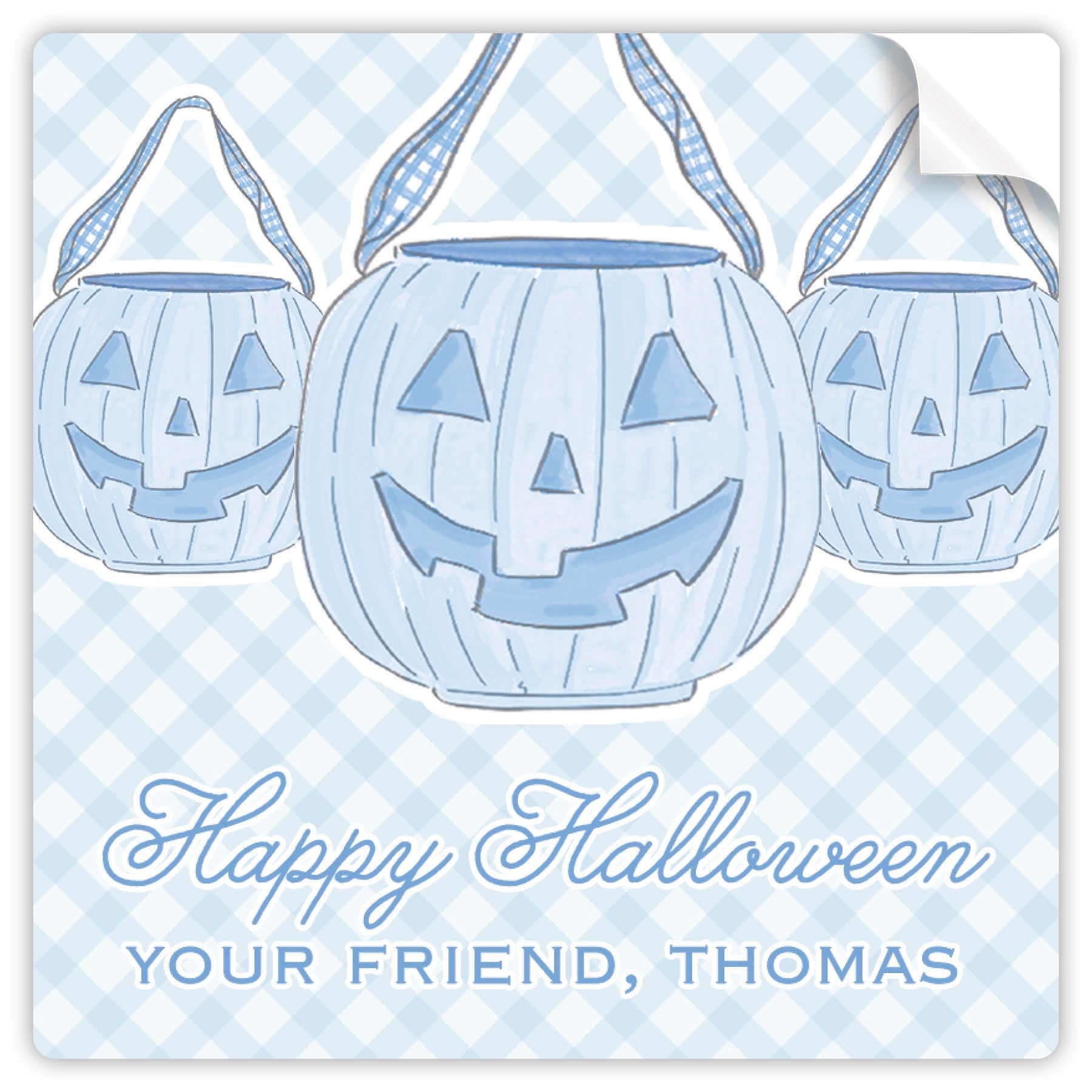 Blue Pumpkin Pail Trio Halloween Sticker