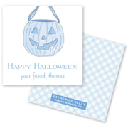 Blue Pumpkin Pail Halloween Card