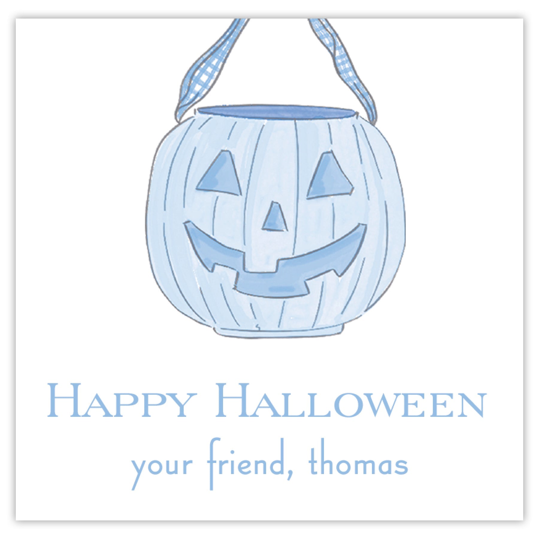 Blue Pumpkin Pail Halloween Card