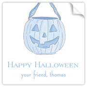 Blue Pumpkin Pail Halloween Sticker