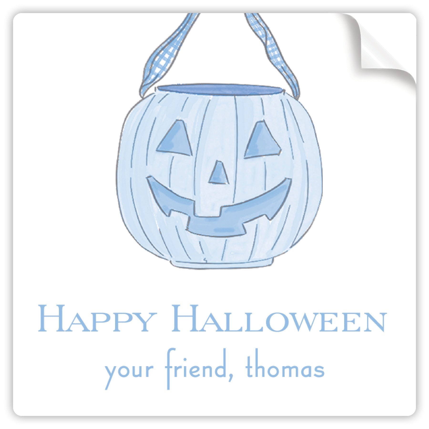 Blue Pumpkin Pail Halloween Sticker