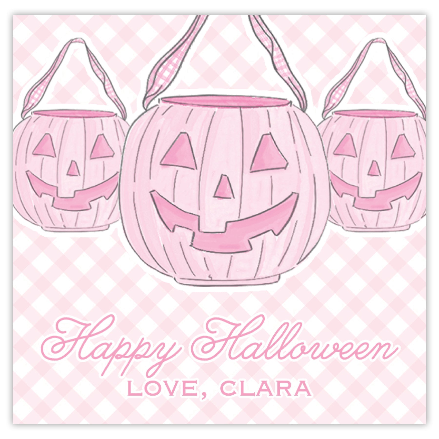 Pink Pumpkin Pail Trio Halloween Card