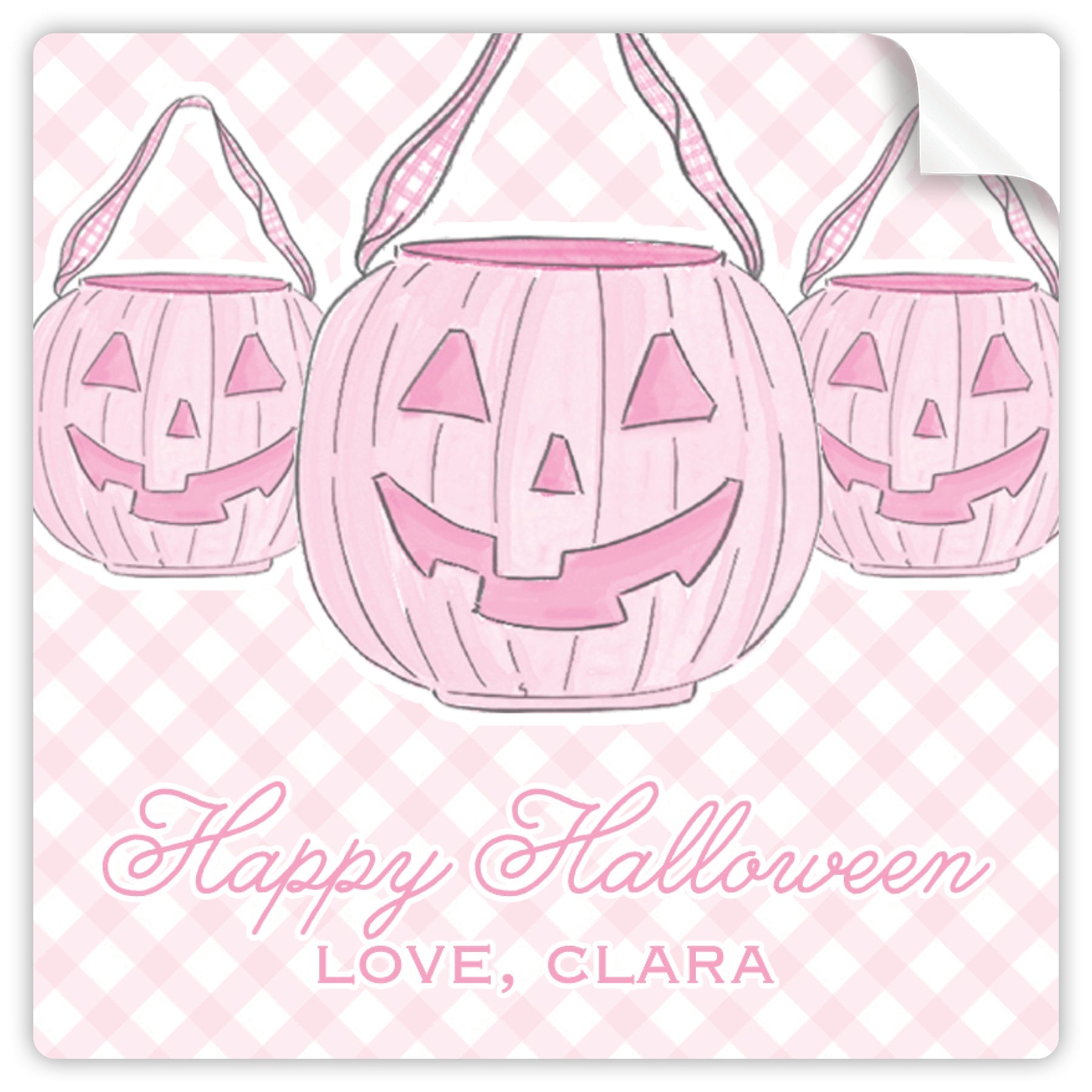 Pink Pumpkin Pail Trio Halloween Sticker