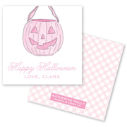 Pink Pumpkin Pail Halloween Card