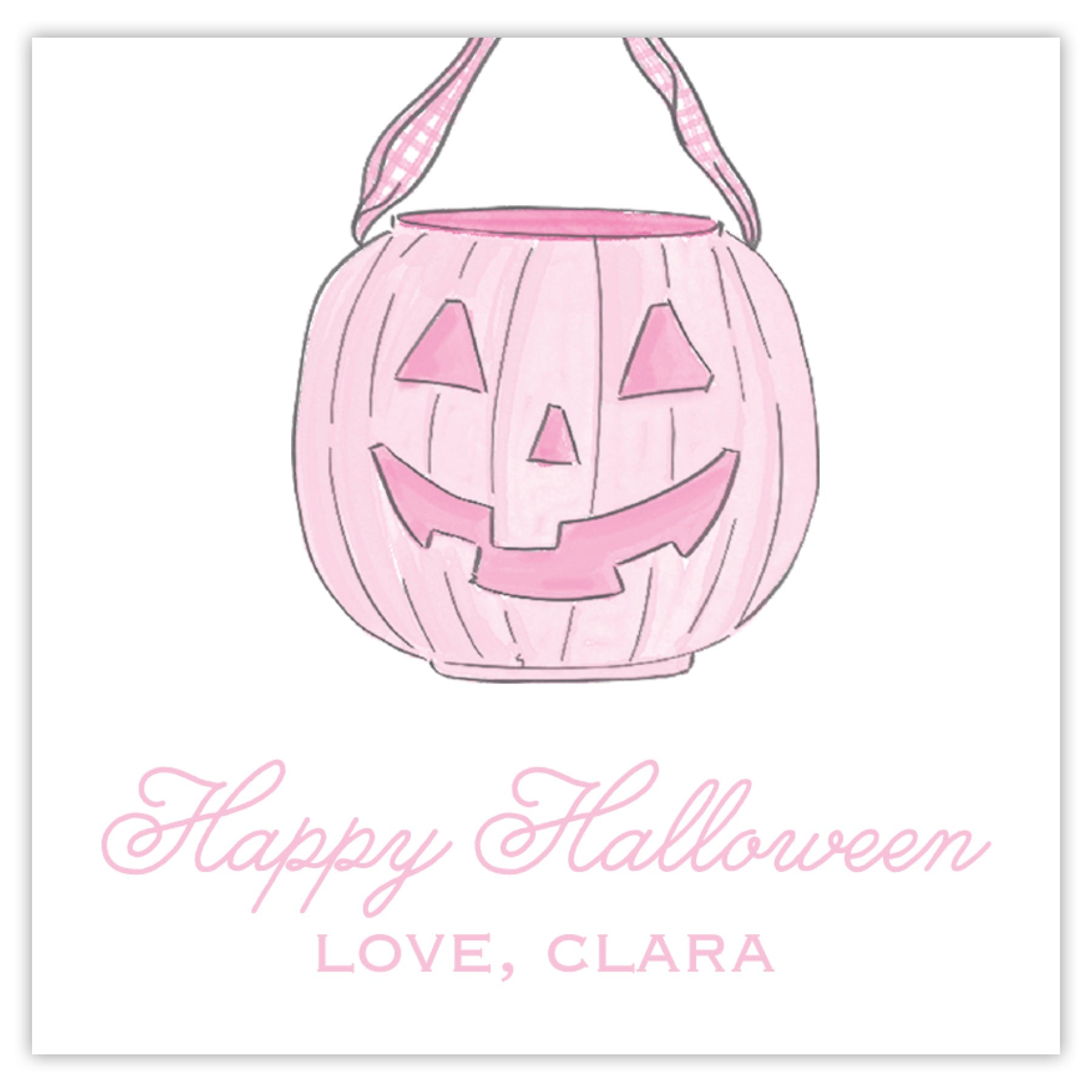 Pink Pumpkin Pail Halloween Card