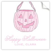 Pink Pumpkin Pail Halloween Sticker